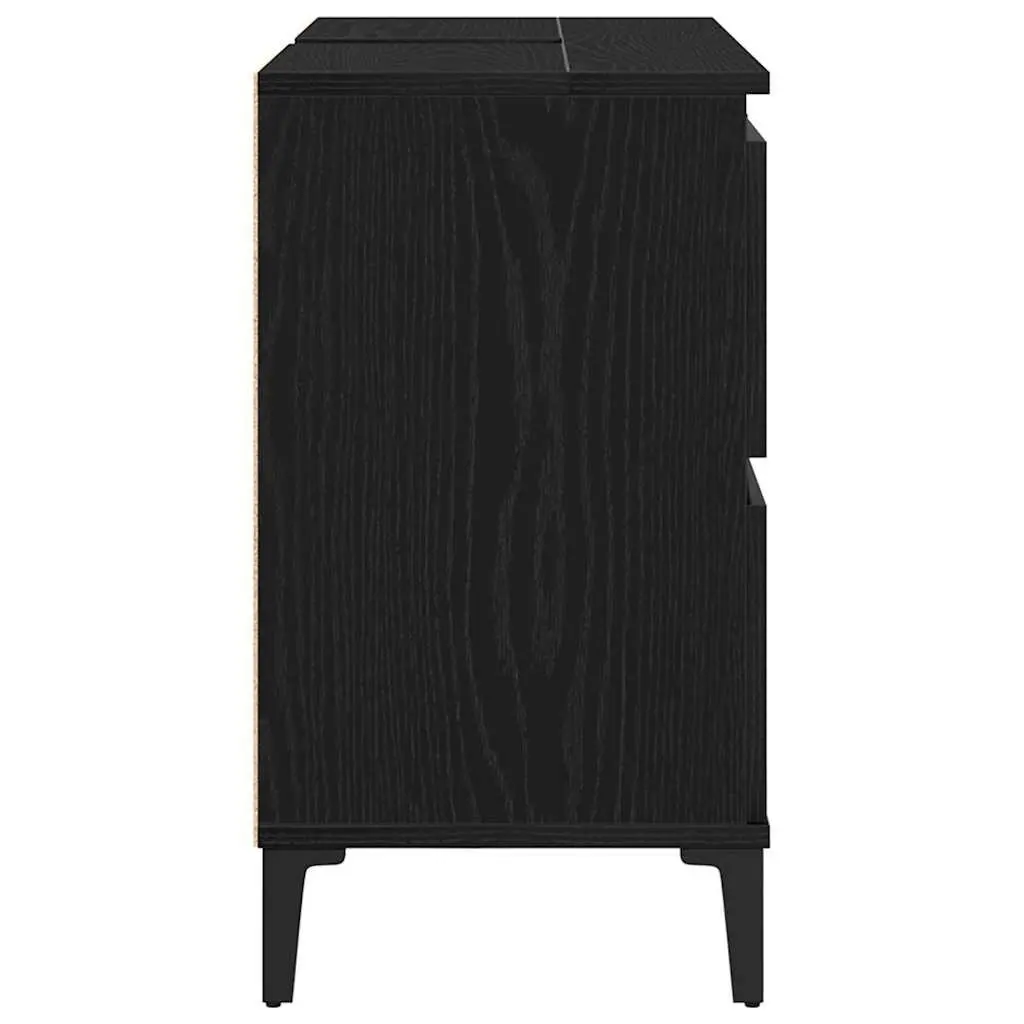 Bathroom Sink Vanity Cabinet Wall-Mounted Storage Organiser 80 x 33 x 60 cm Black