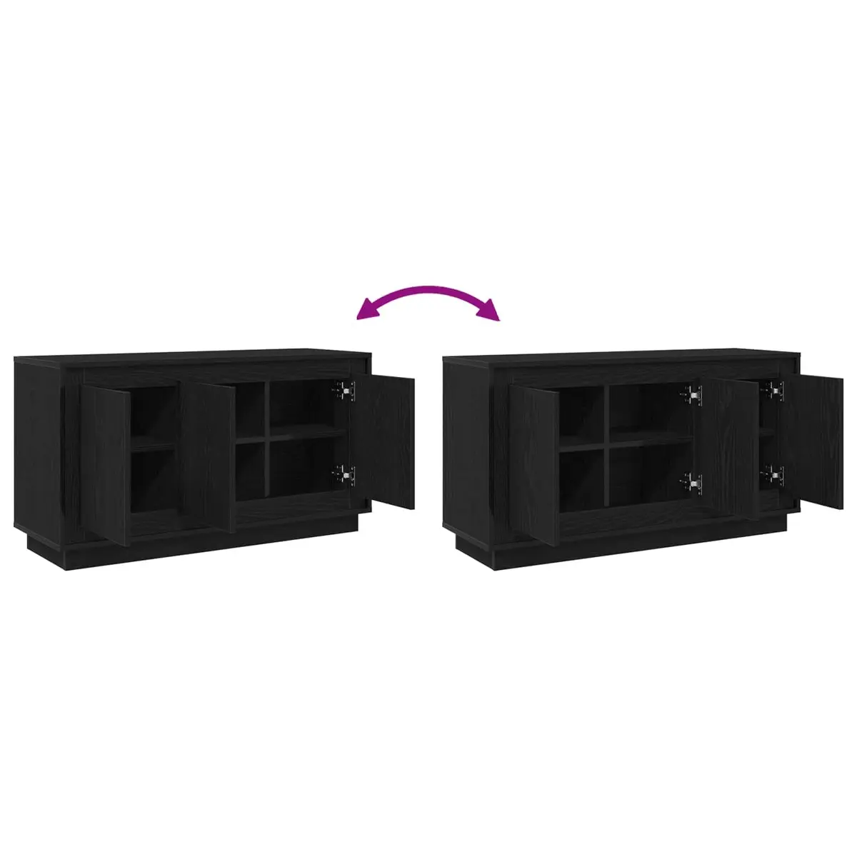 Sideboard Black Oak 102 x 35 x 55 cm Engineered Wood Storage Cabinet Dining