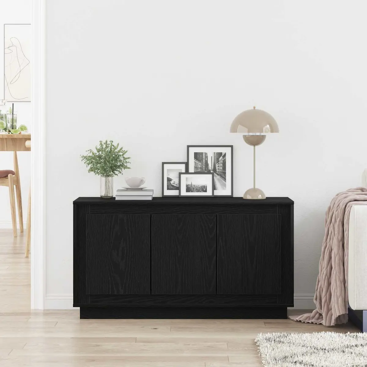 Sideboard Black Oak 102 x 35 x 55 cm Engineered Wood Storage Cabinet Dining