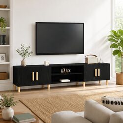 Reliable and Spacious Black TV Cabinet for Your Home