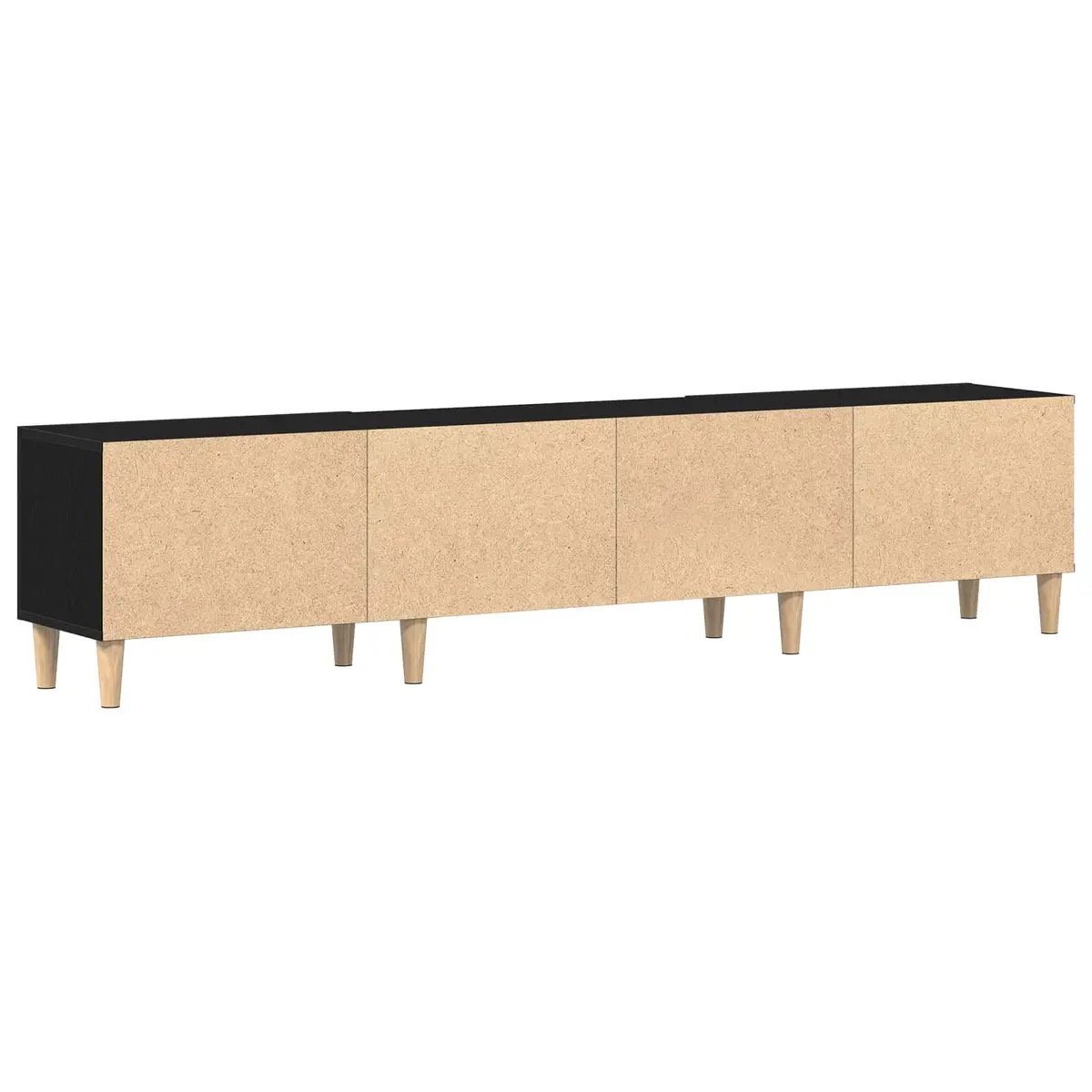 TV Cabinet Black Engineered Wood Living Room Storage Unit 180cm Modern Furniture