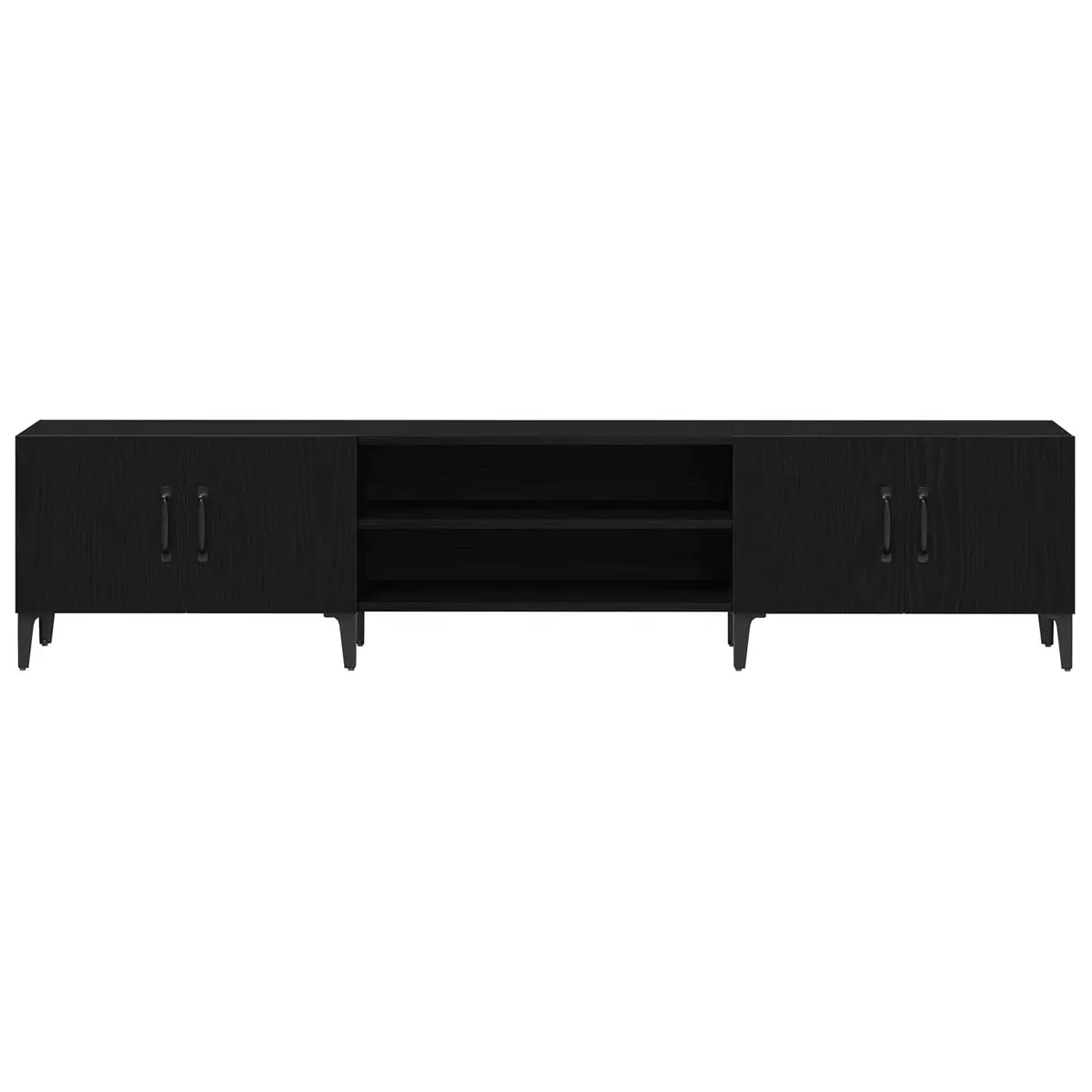 TV Cabinet Black Engineered Wood Living Room Storage Unit Entertainment Media
