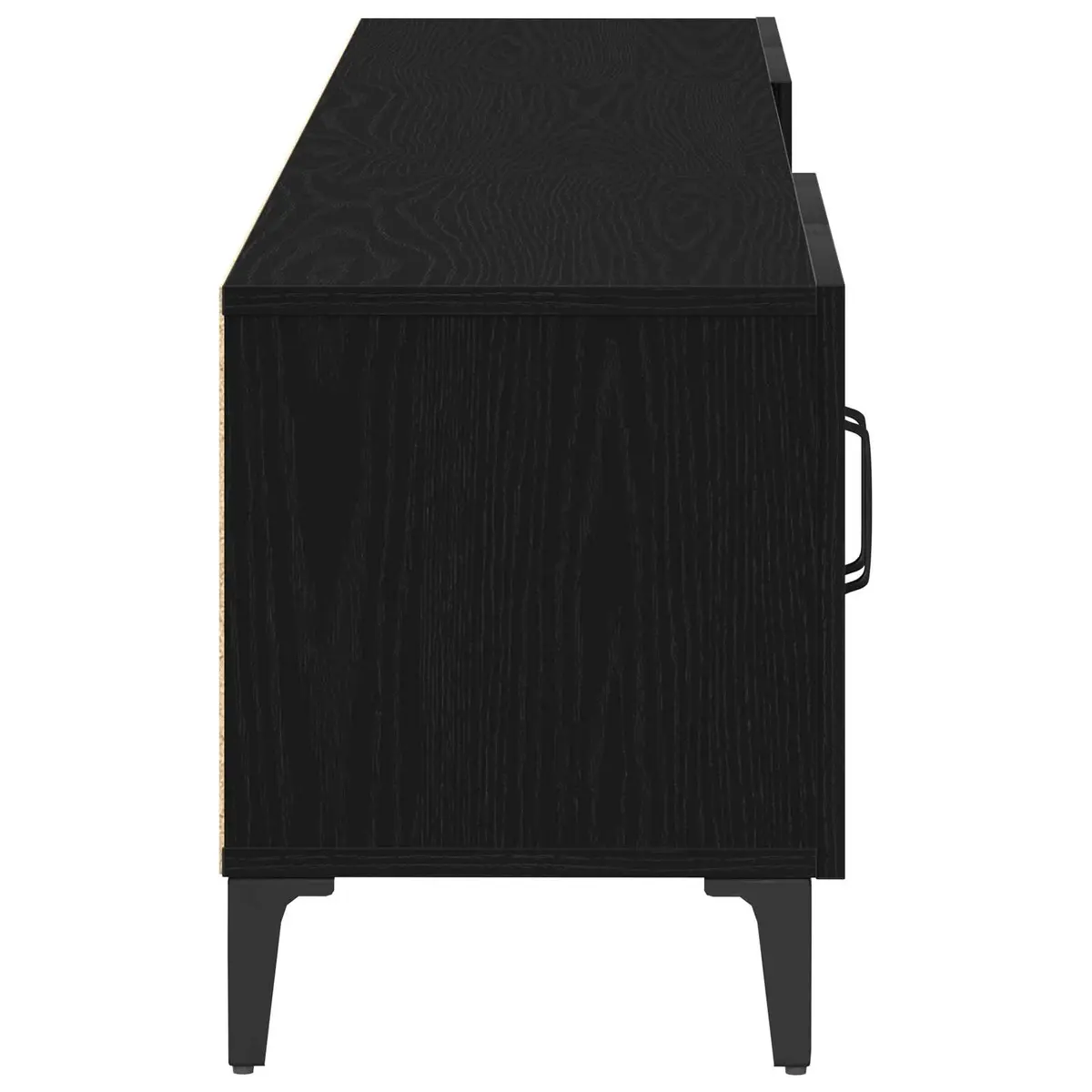 TV Cabinet Black Engineered Wood Living Room Storage Unit Entertainment Media