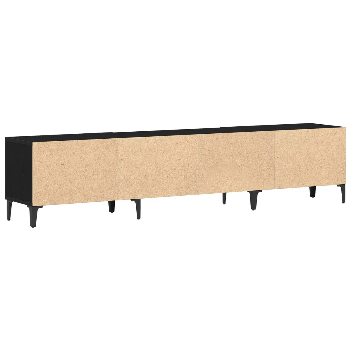 TV Cabinet Black Engineered Wood Living Room Storage Unit Entertainment Media
