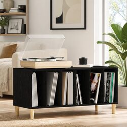 Reliable Black Oak Record Cabinet for Your Living Space