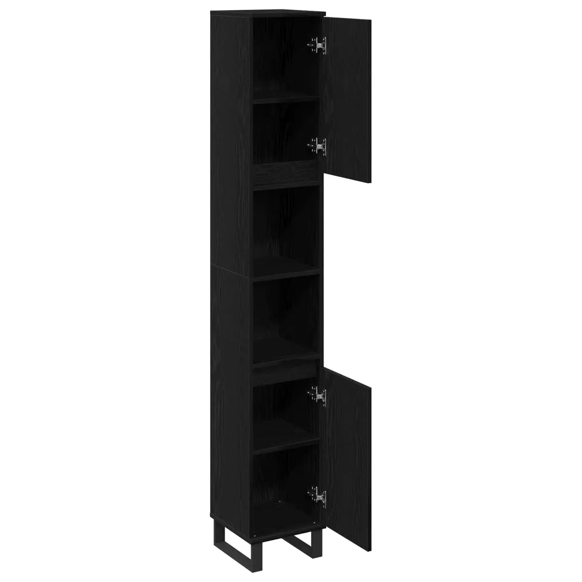 Bathroom Vanity Cabinet Black Engineered Wood Modern Storage Unit 30x30x190cm