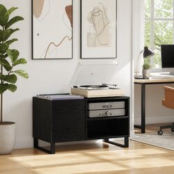 Functional Black Oak Media Storage Cabinet with Value