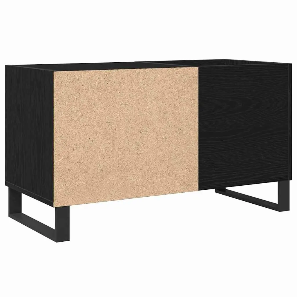 Media Storage Cabinet Black Oak Modern Engineered Wood Office Living Room