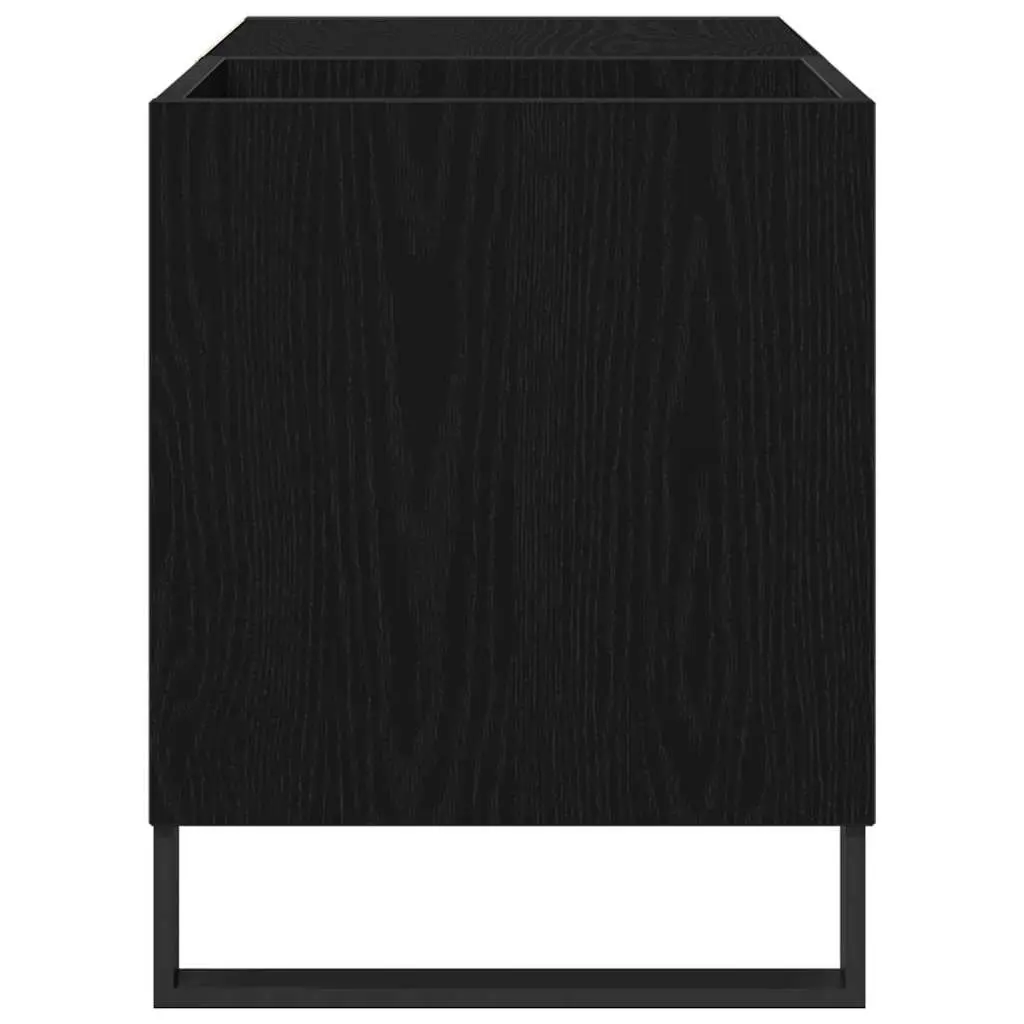 Media Storage Cabinet Black Oak Modern Engineered Wood Office Living Room