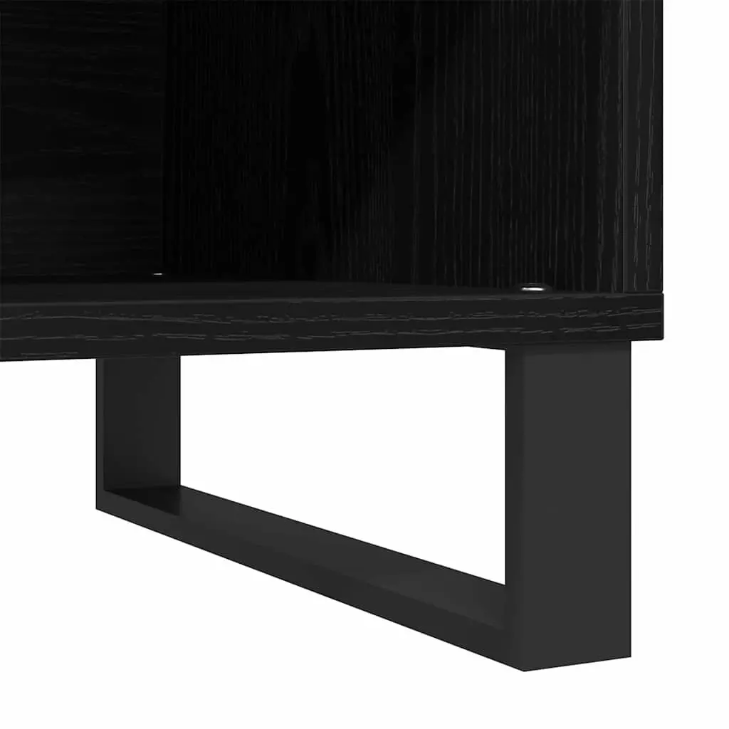 Media Storage Cabinet Black Oak Modern Engineered Wood Office Living Room