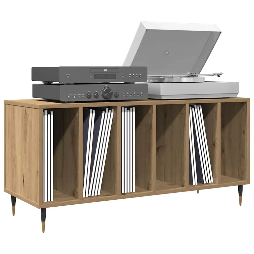 Record Cabinet Storage Unit for Vinyl Records Books and Decorative Items 100 x 38 x 48 cm Brown Engineered Wood