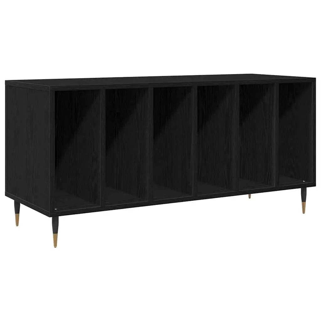 Record Cabinet Media Storage Unit Black Oak Modern Living Room