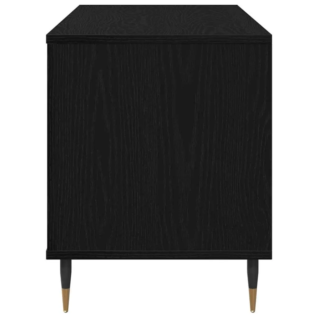 Record Cabinet Media Storage Unit Black Oak Modern Living Room
