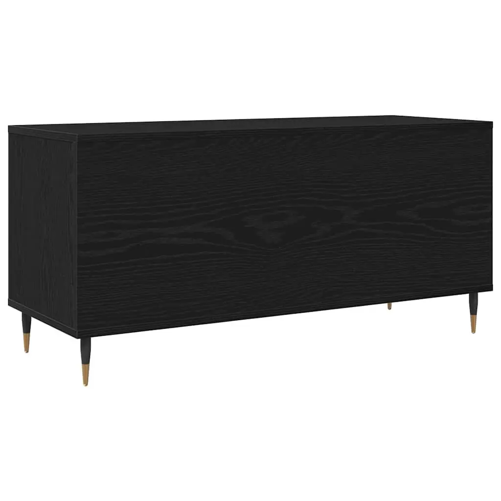 Record Cabinet Media Storage Unit Black Oak Modern Living Room