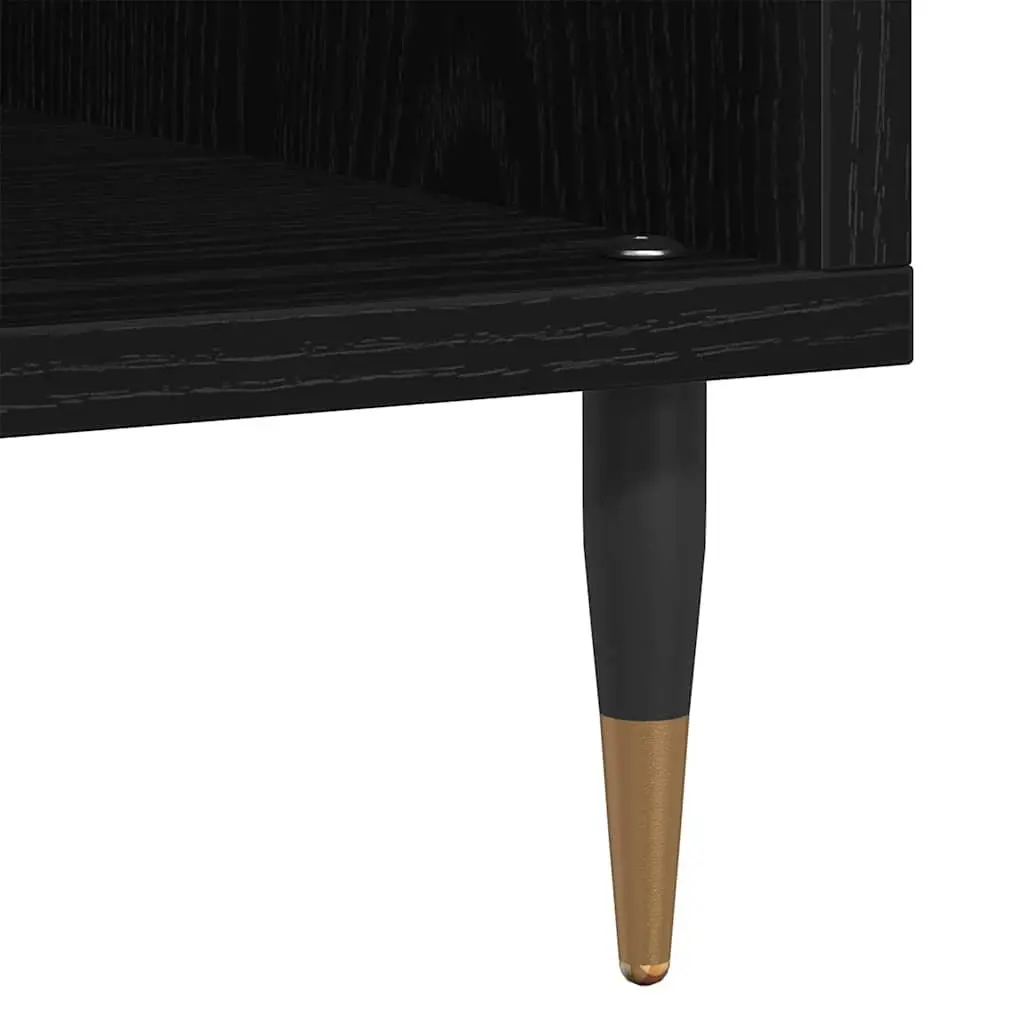 Record Cabinet Media Storage Unit Black Oak Modern Living Room