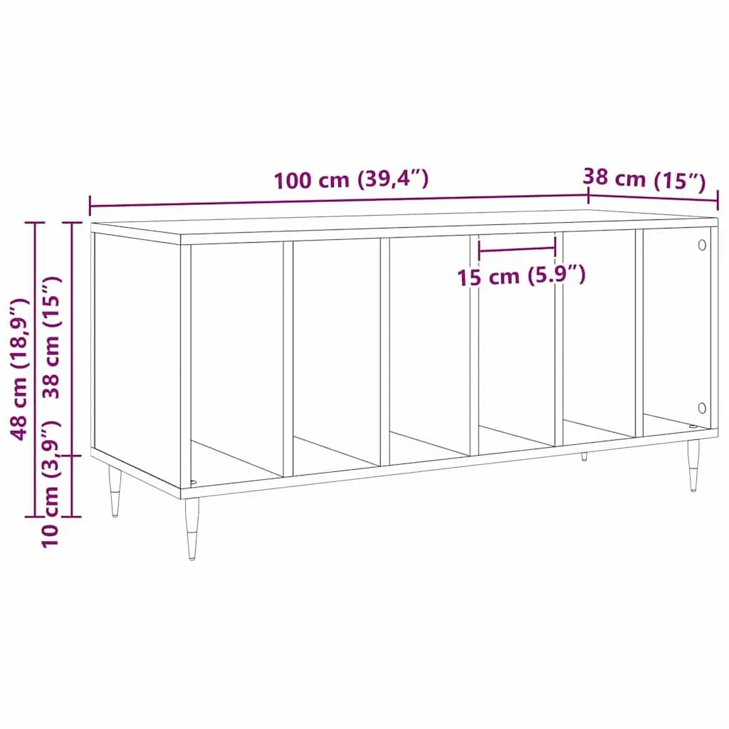 Record Cabinet Media Storage Unit Black Oak Modern Living Room