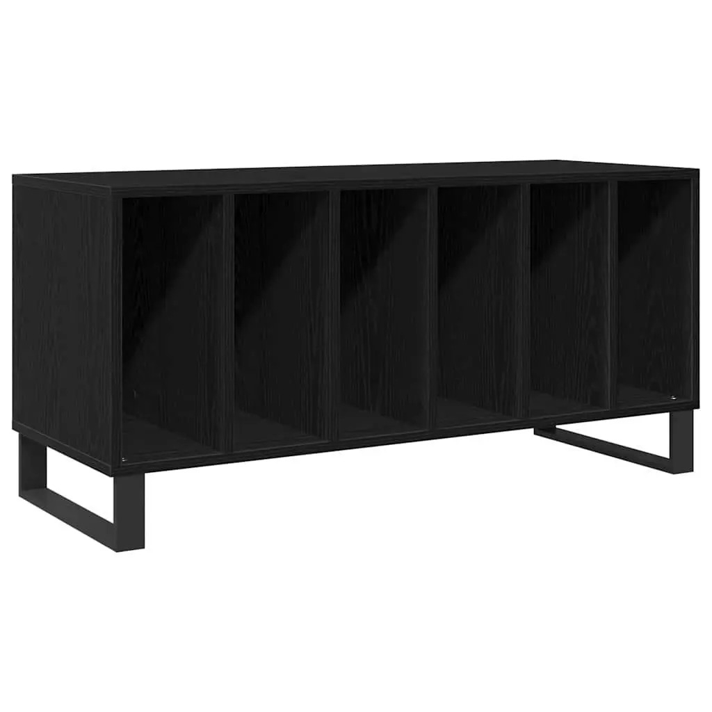 Media Storage Cabinet Black Engineered Wood Shelving Unit Living Room Furniture 100 x 38 x 48 cm