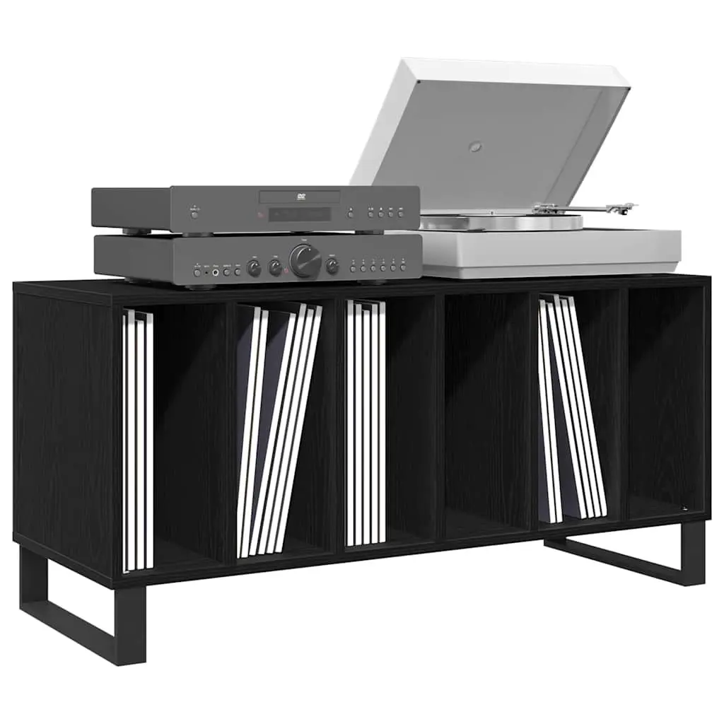 Media Storage Cabinet Black Engineered Wood Shelving Unit Living Room Furniture 100 x 38 x 48 cm