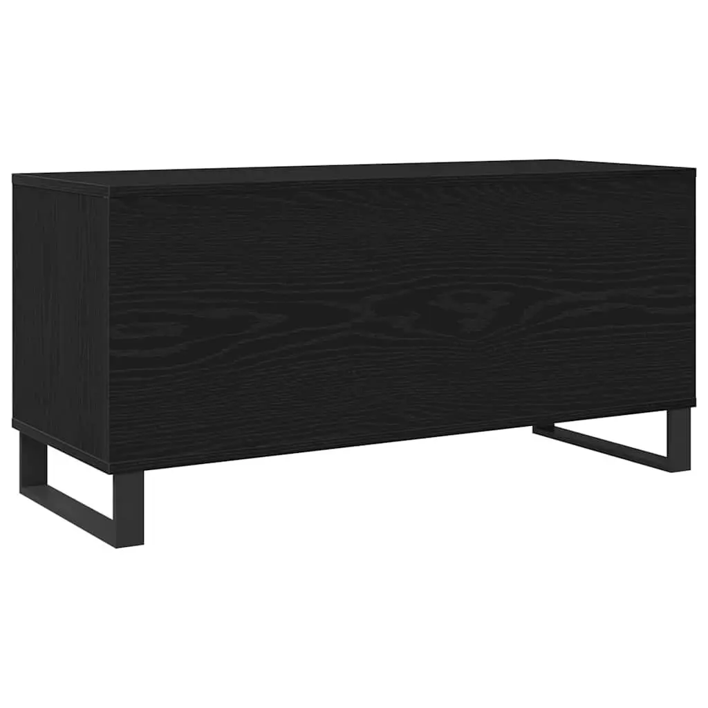 Media Storage Cabinet Black Engineered Wood Shelving Unit Living Room Furniture 100 x 38 x 48 cm