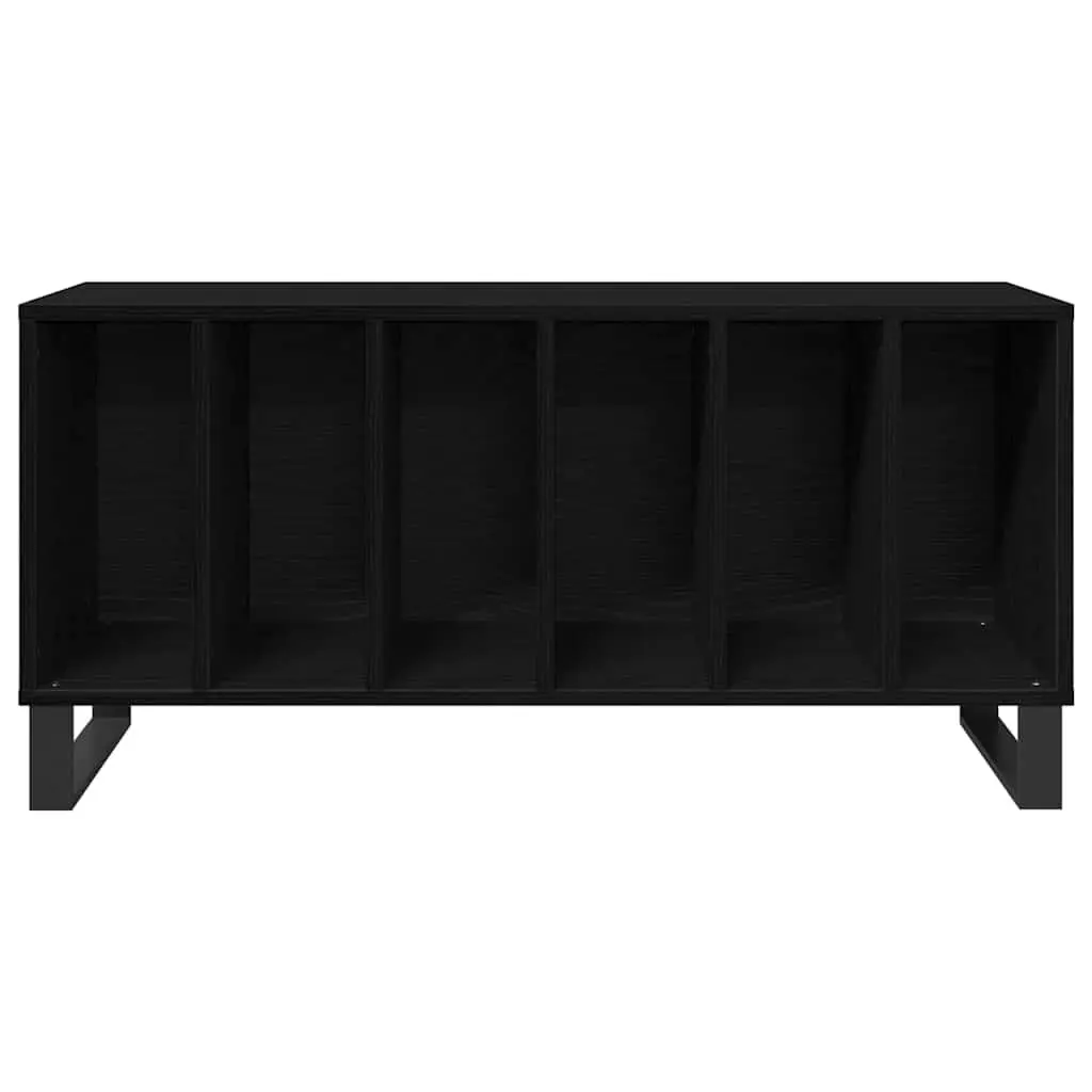 Media Storage Cabinet Black Engineered Wood Shelving Unit Living Room Furniture 100 x 38 x 48 cm
