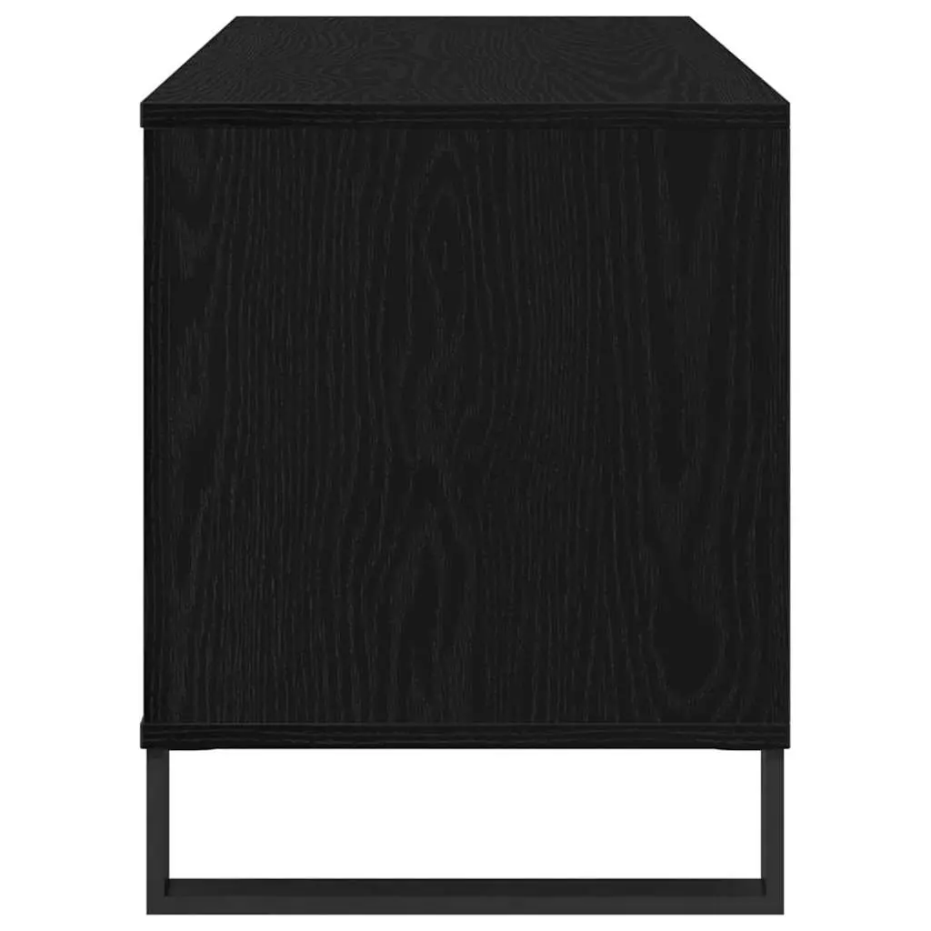 Media Storage Cabinet Black Engineered Wood Shelving Unit Living Room Furniture 100 x 38 x 48 cm