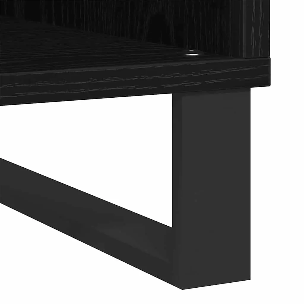 Media Storage Cabinet Black Engineered Wood Shelving Unit Living Room Furniture 100 x 38 x 48 cm