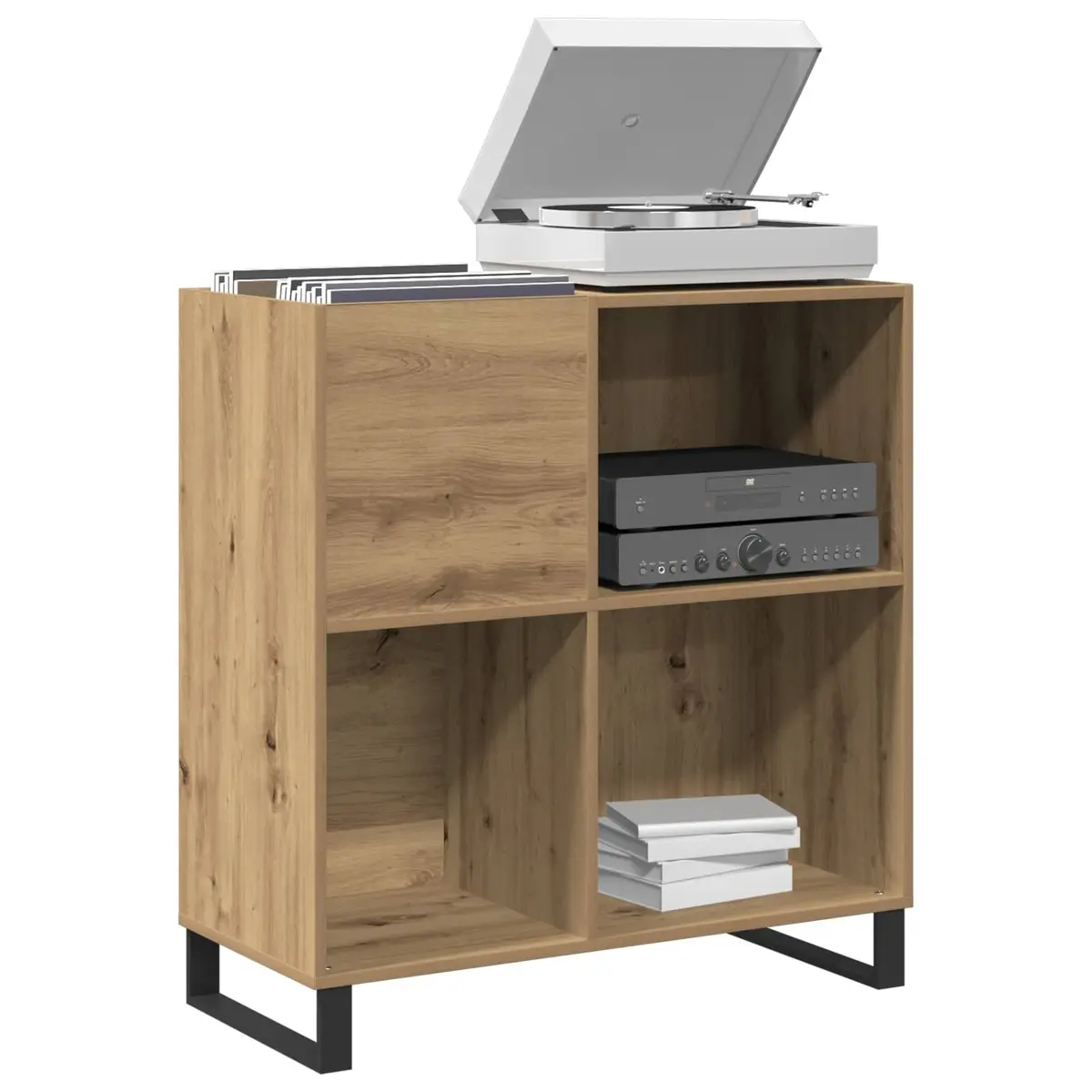 Record Storage Cabinet Engineered Wood Media Shelf Display Unit 84.5 x 38 x 89 cm Brown