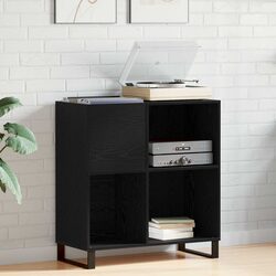 Reliable Black Oak Record Cabinet for Everyday Use