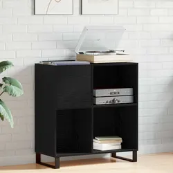 Reliable Black Oak Record Cabinet for Everyday Use