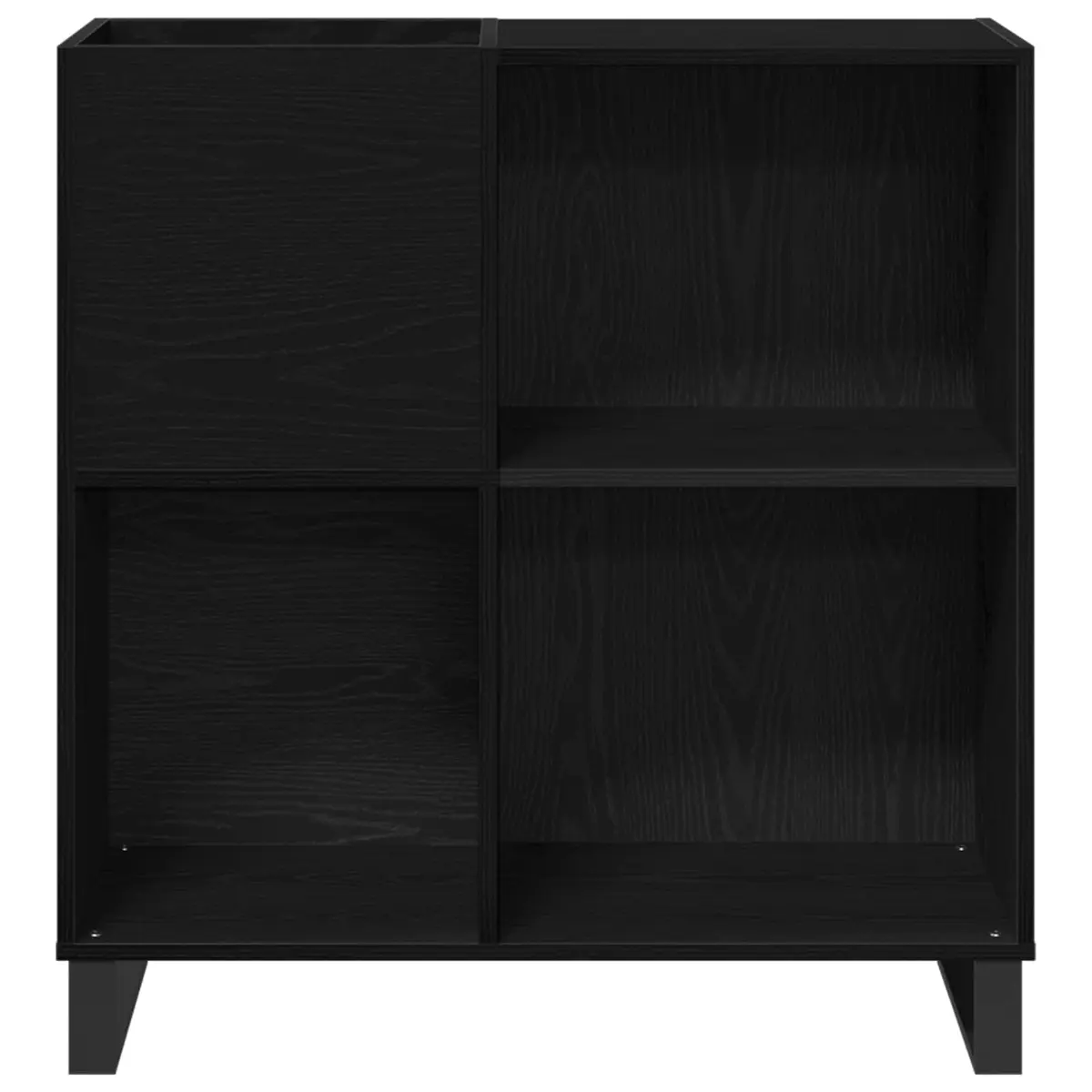 Record Cabinet Media Storage Unit Black Oak 85 x 38 x 89 cm