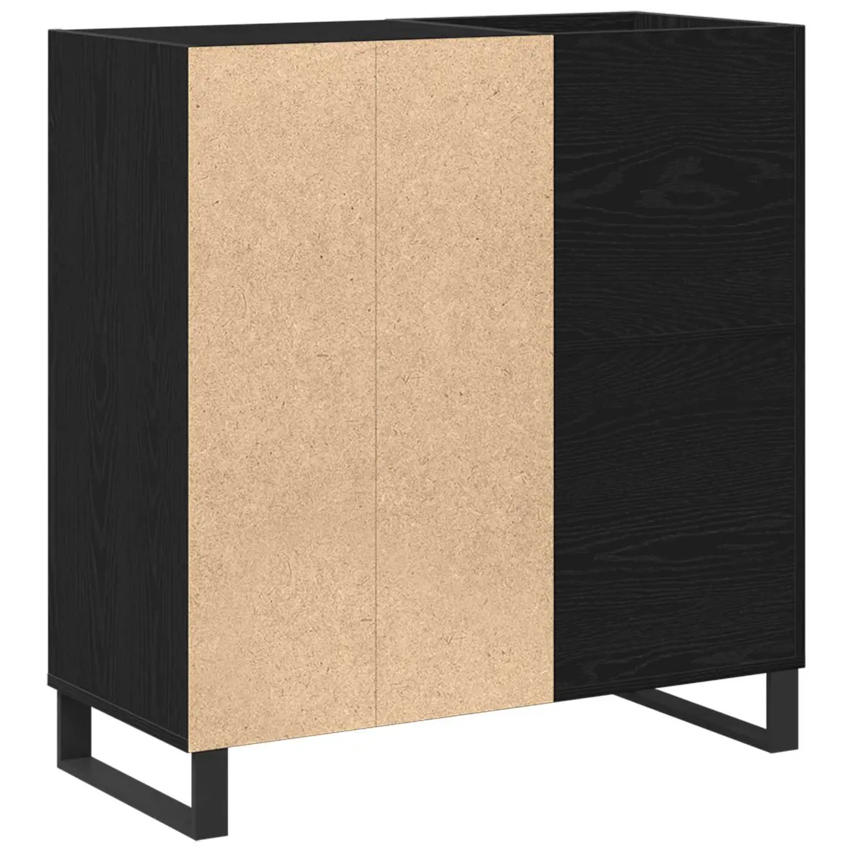 Record Cabinet Media Storage Unit Black Oak 85 x 38 x 89 cm