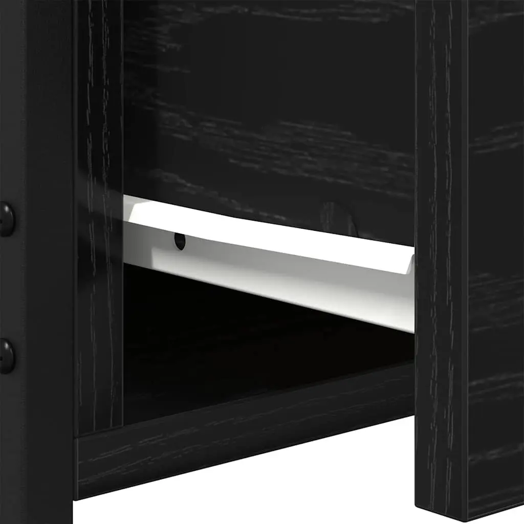 Bedside Cabinet Black Engineered Wood Storage Drawer Shelf 34x36x50cm