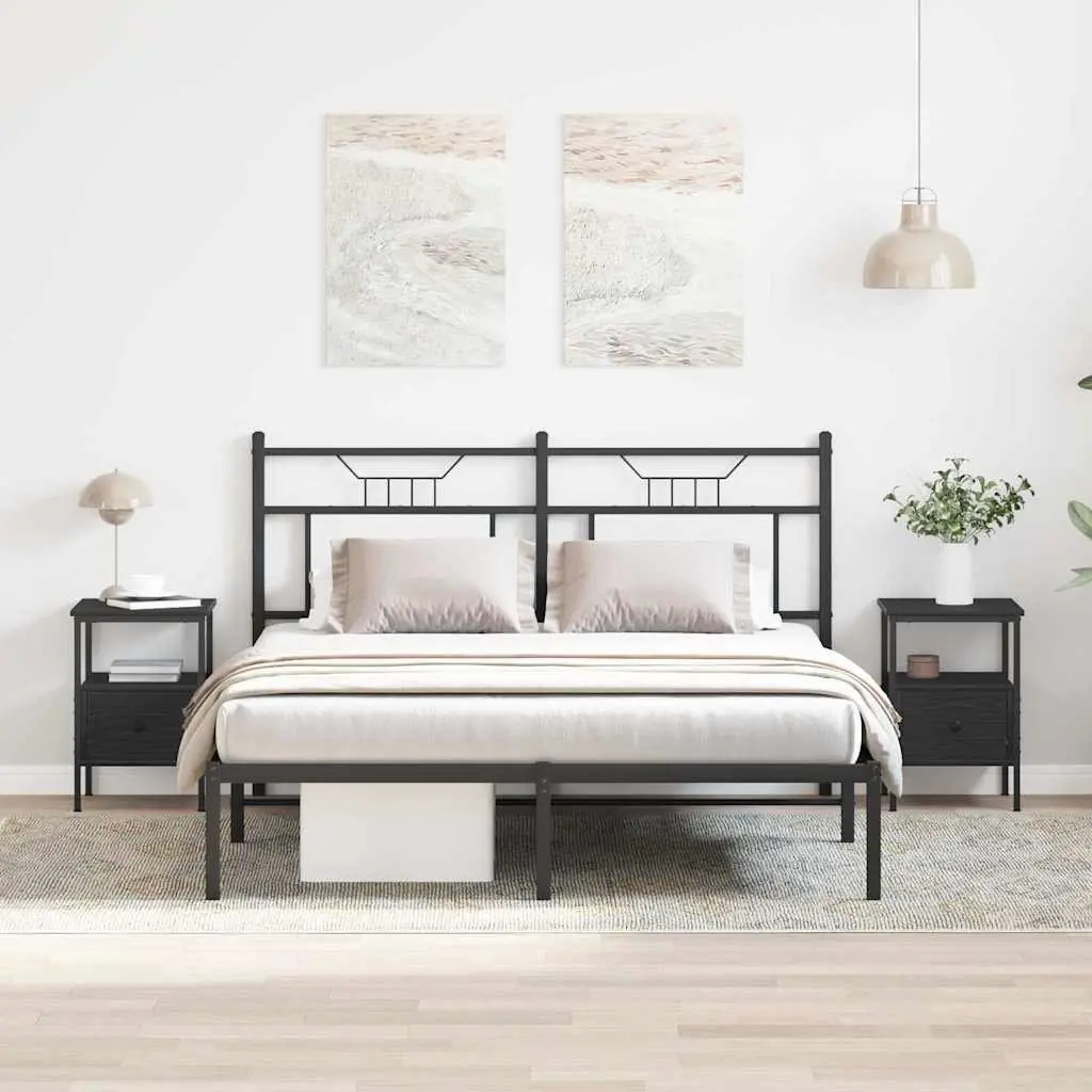 Bedside Cabinet 2 pcs Black 34 x 36 x 50 cm Bedroom Storage Table Drawer Shelf