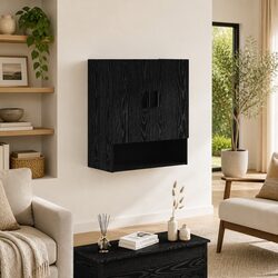 Reliable Storage with Black Oak Wall-Mounted Cabinet