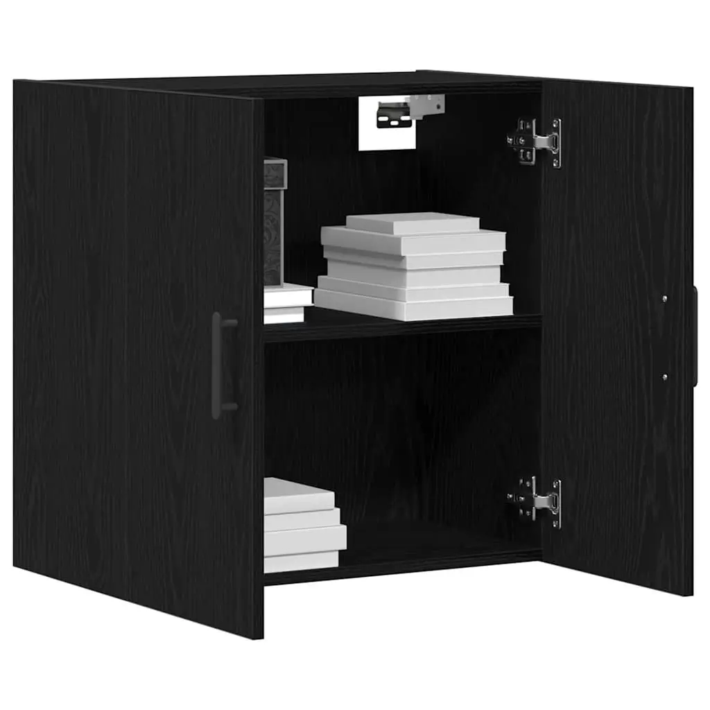 Wall-mounted Storage Cabinet Black Oak Modern Space-saving Engineered Wood