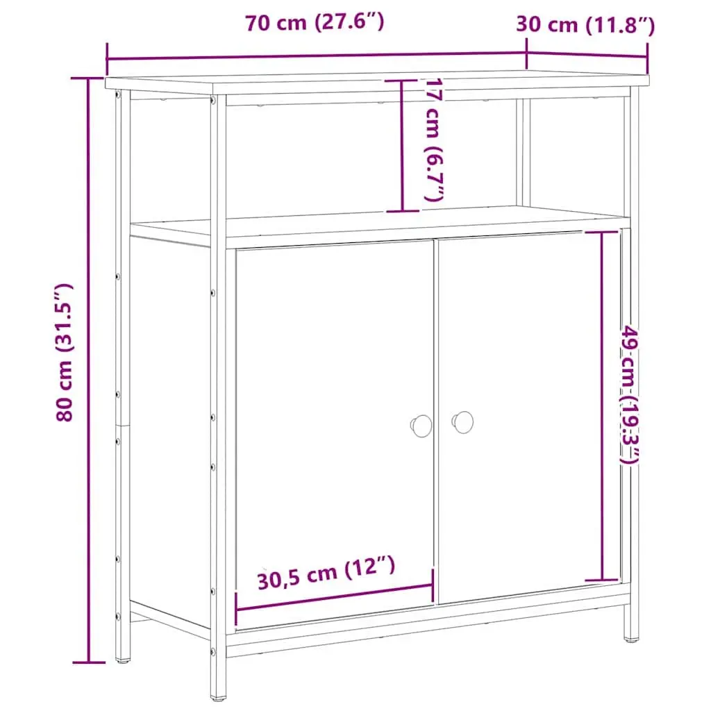 Sideboard Storage Cabinet Modern Living Dining 70 x 30 x 80 cm Black Oak