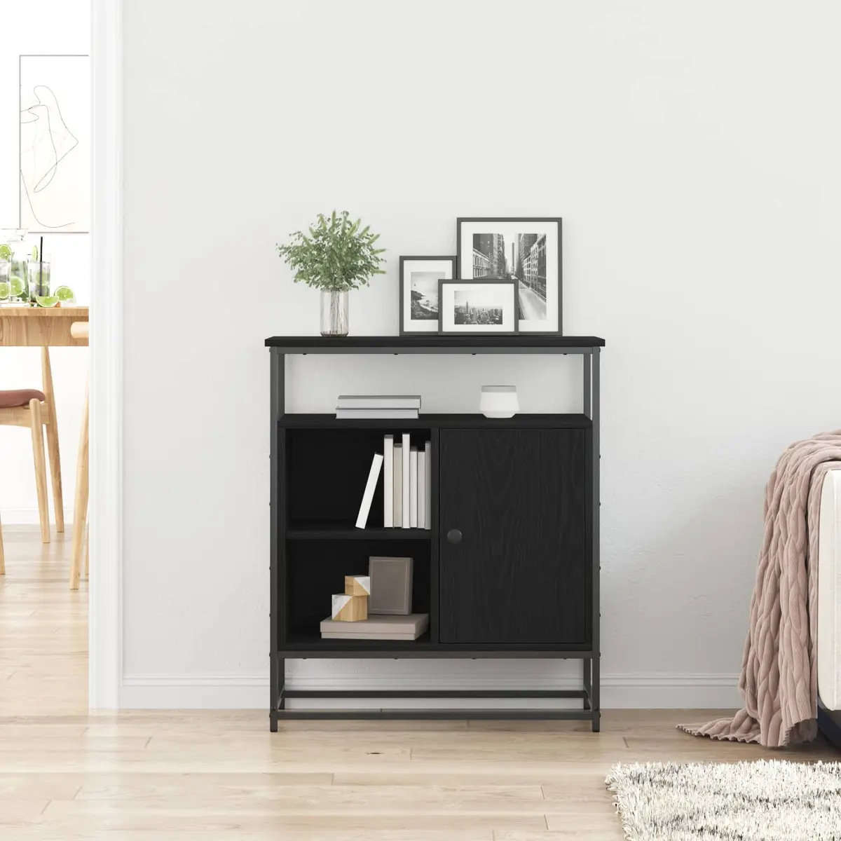 Sideboard Black Storage Cabinet Modern Dining Living Room Buffet Cupboard