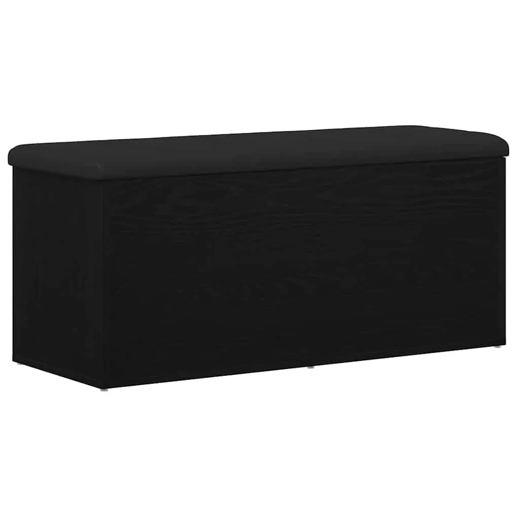 Storage Bench Black Oak 102x42x45cm Modern Engineered Wood Entryway Living Room