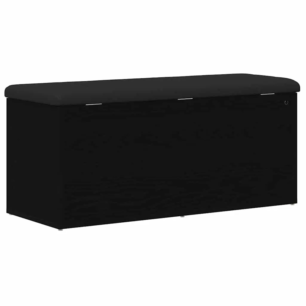 Storage Bench Black Oak 102x42x45cm Modern Engineered Wood Entryway Living Room