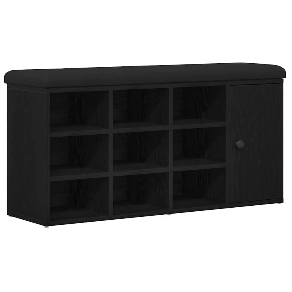 Storage Bench Entryway Seat 102 x 32 x 50 cm Black Oak Engineered Wood