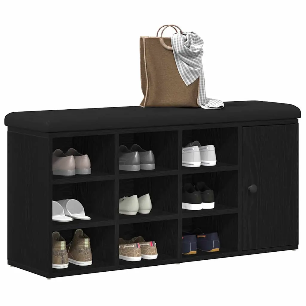 Storage Bench Entryway Seat 102 x 32 x 50 cm Black Oak Engineered Wood