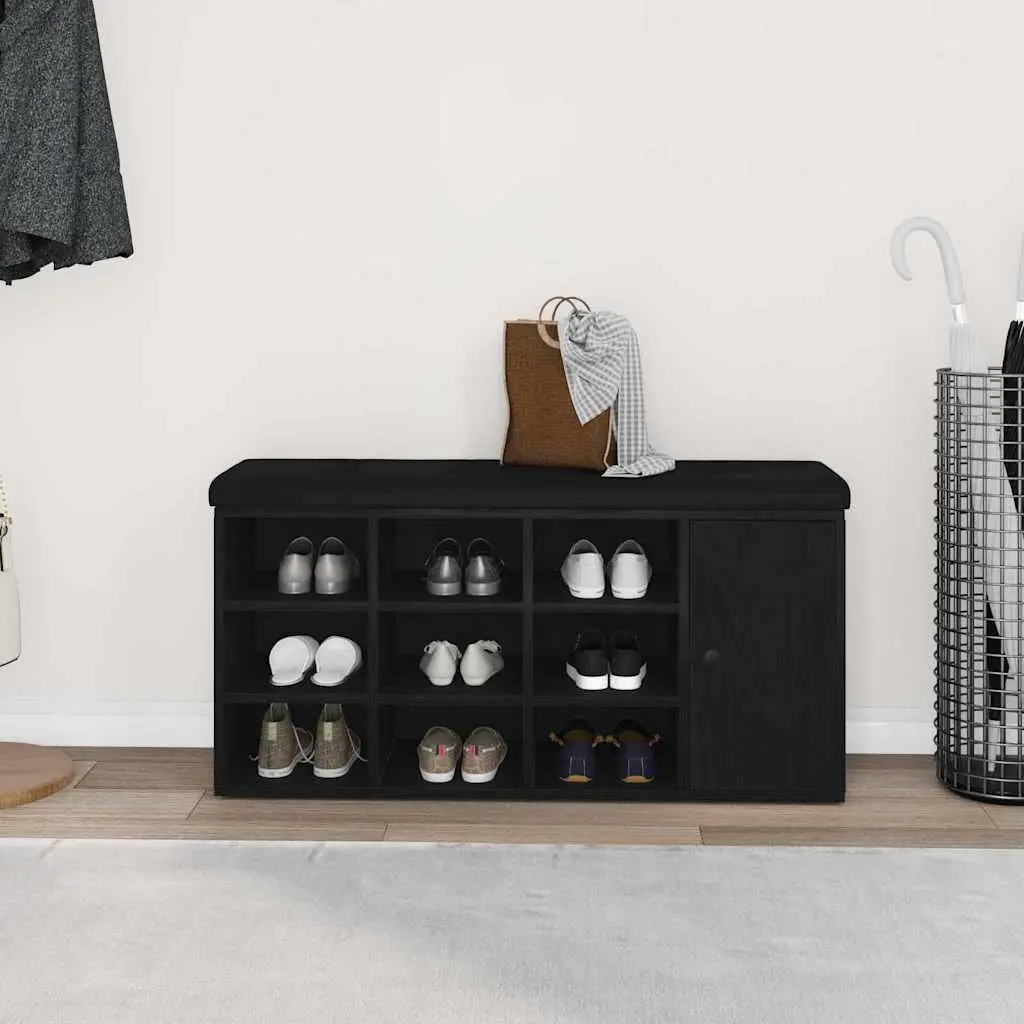 Storage Bench Entryway Seat 102 x 32 x 50 cm Black Oak Engineered Wood