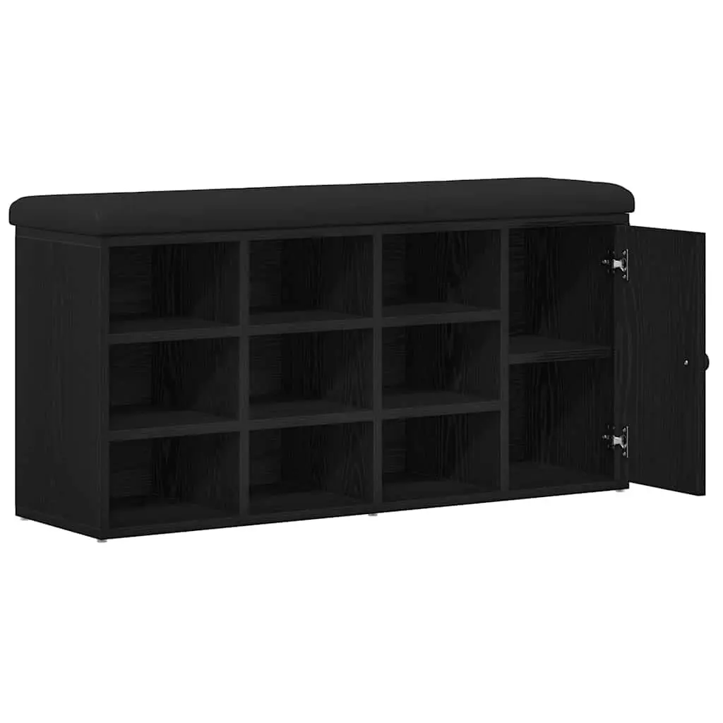 Storage Bench Entryway Seat 102 x 32 x 50 cm Black Oak Engineered Wood