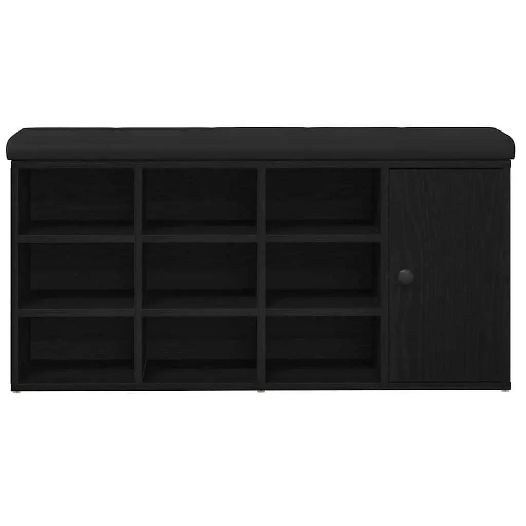 Storage Bench Entryway Seat 102 x 32 x 50 cm Black Oak Engineered Wood