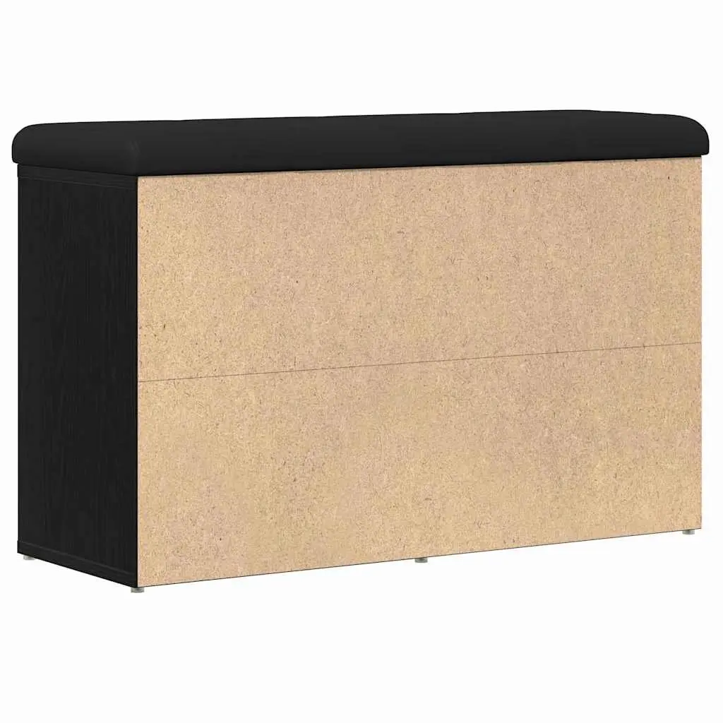 Shoe Bench with Storage Shelf Black Modern Entryway Seating Engineered Wood