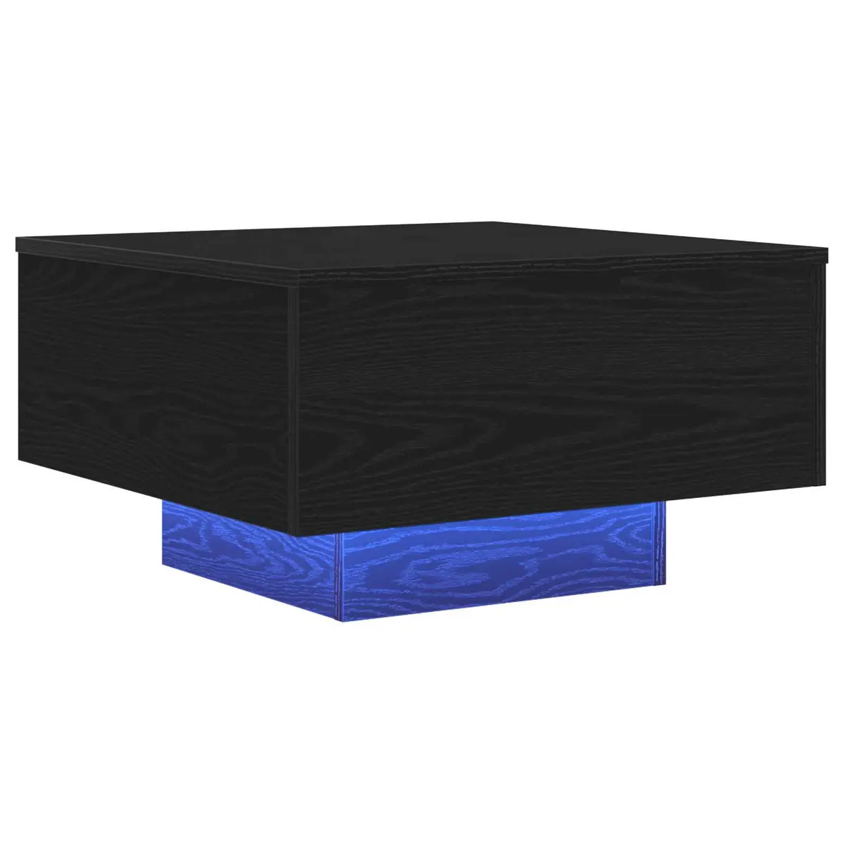 Coffee Table Black Oak Modern LED Lights 55x55x31cm Engineered Wood