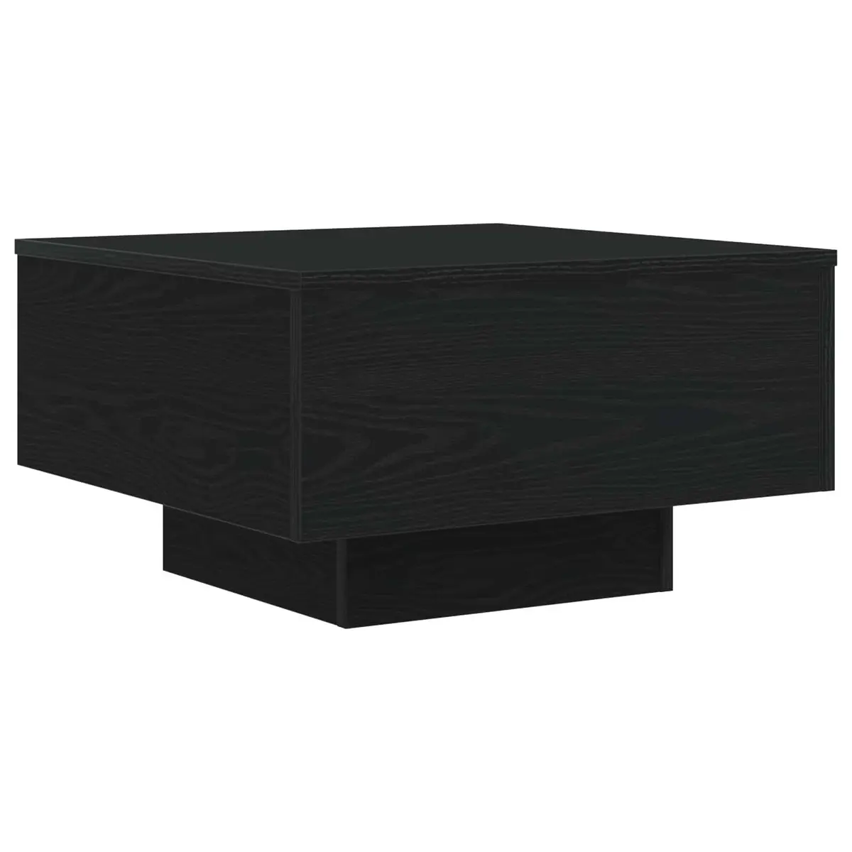 Coffee Table Black Oak Modern LED Lights 55x55x31cm Engineered Wood