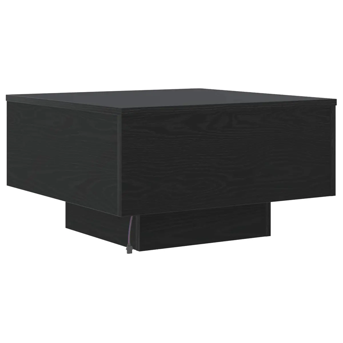 Coffee Table Black Oak Modern LED Lights 55x55x31cm Engineered Wood