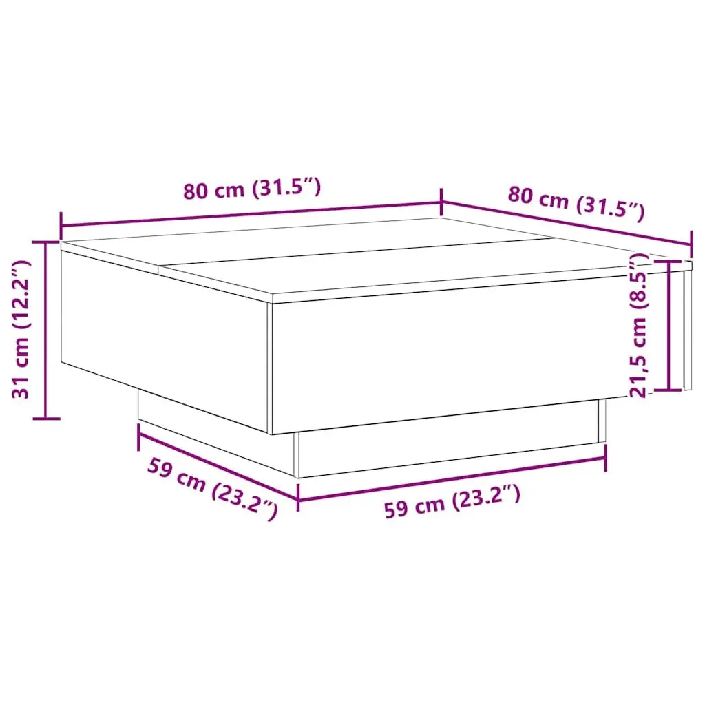 Coffee Table Modern Living Room 80x80x31cm Black Oak
