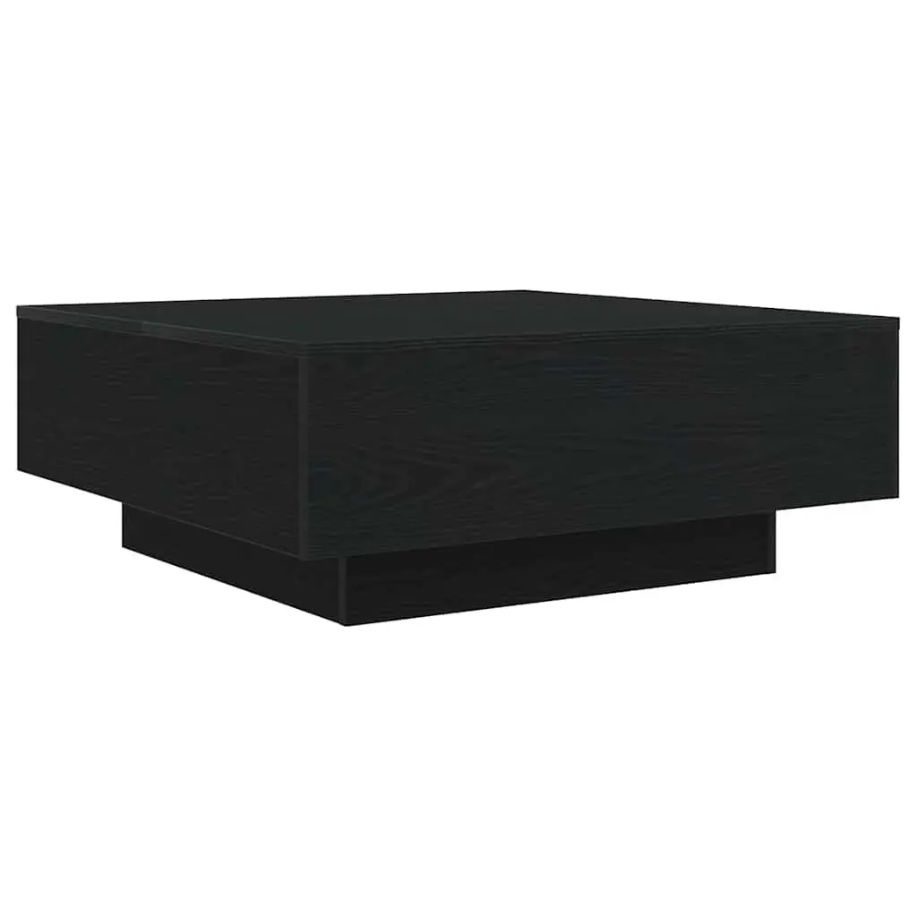 Coffee Table Black Oak 80x80x31cm LED Lights Modern Living Room Accent Lounge